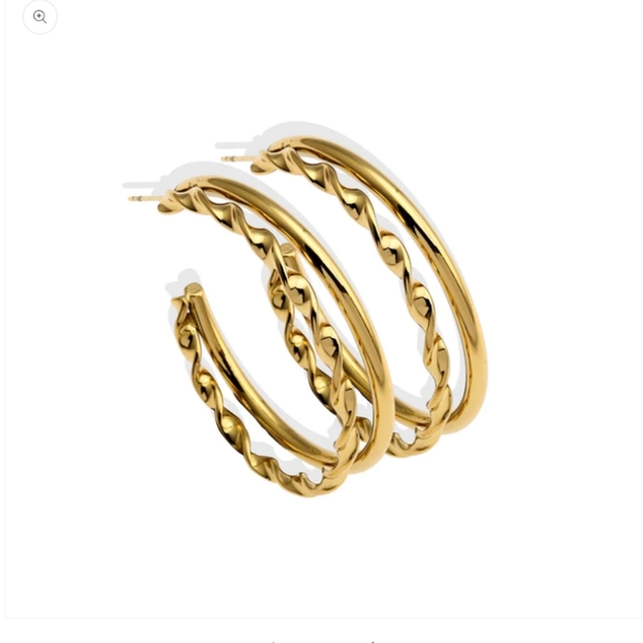 NWT Double Stacked Gold Hoop Earrings - Picture 3 of 5